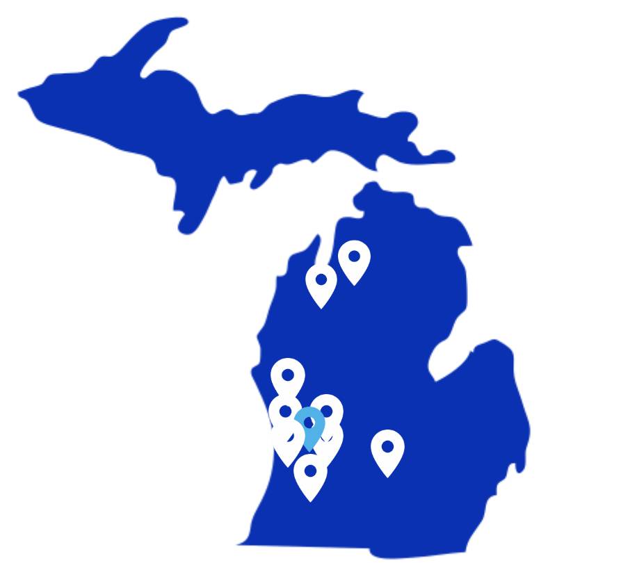 map of michigan with the locations of direct credit partnerships.